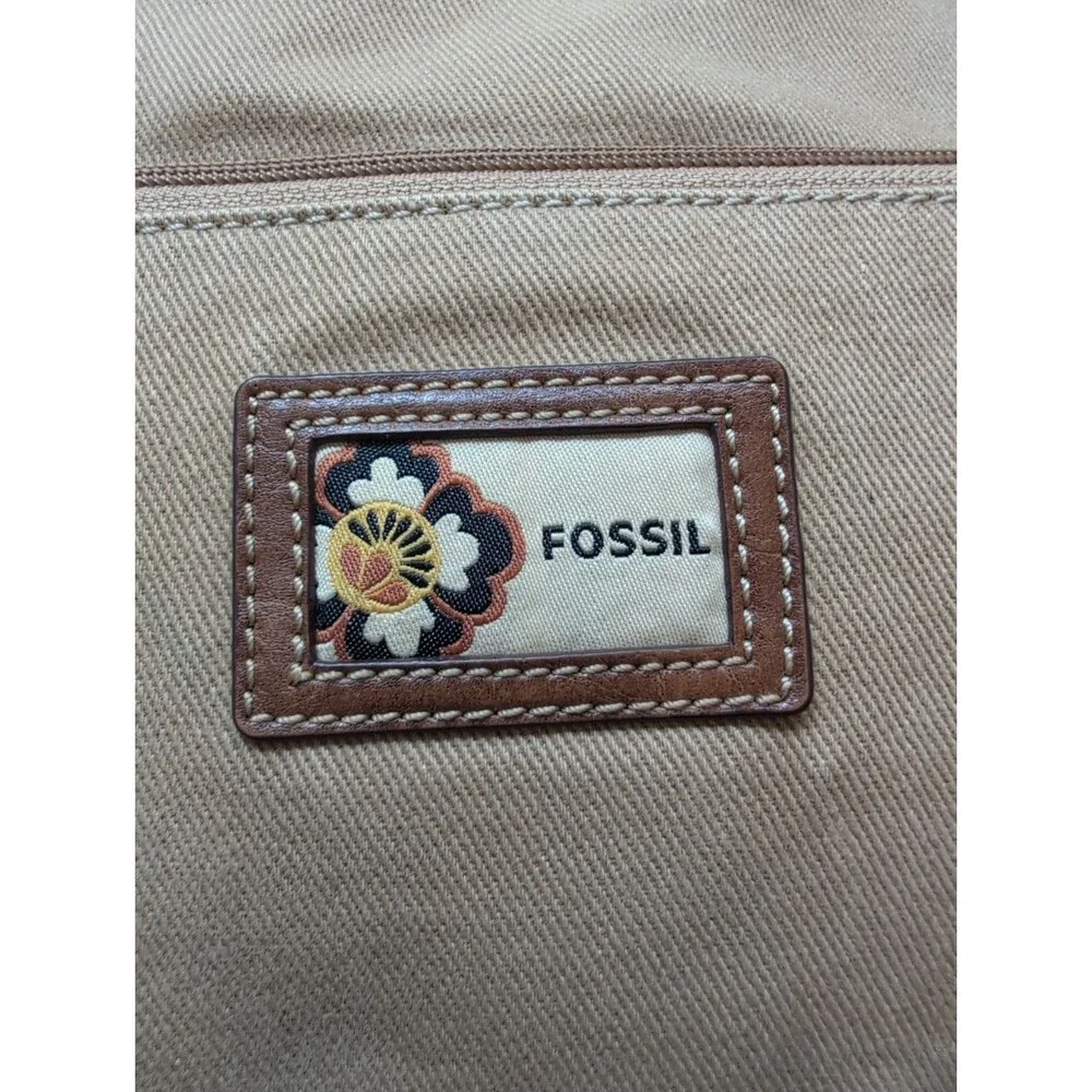 Vintage Y2K Fossil Canvas Crossbody Bag Khaki Tan Utility Messenger Purse Small